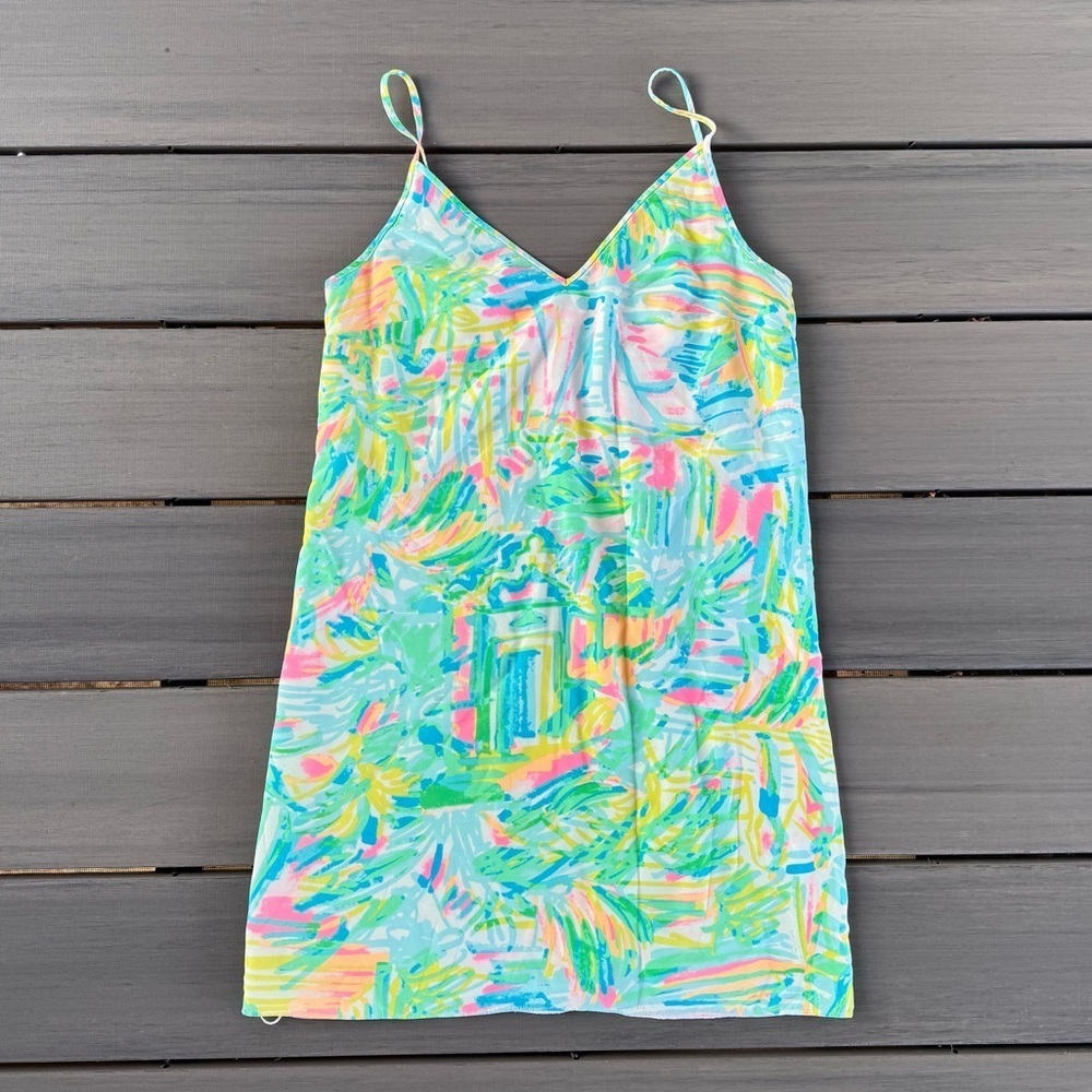 Lilly Pulitzer Women’s Lela Dress 100% Silk Multi Sea‎ Salt & Sun Size XXS 26710